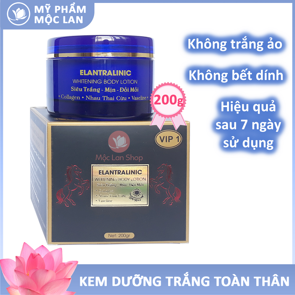 Kem body trắng da cấp tốc kem dưỡng trắng da toàn thân chống nắng SPF 50++ Elantralinic VIP-1 (200g) - Mỹ phẩm Mộc Lan