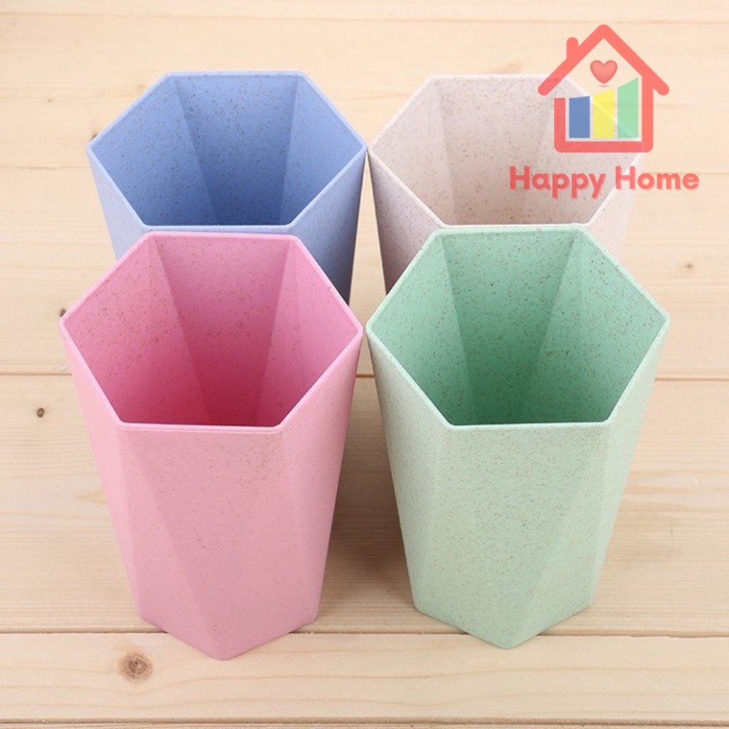 Cốc đánh răng ly uống nước cho bé bằng nhựa lúa mạch Happy Home
