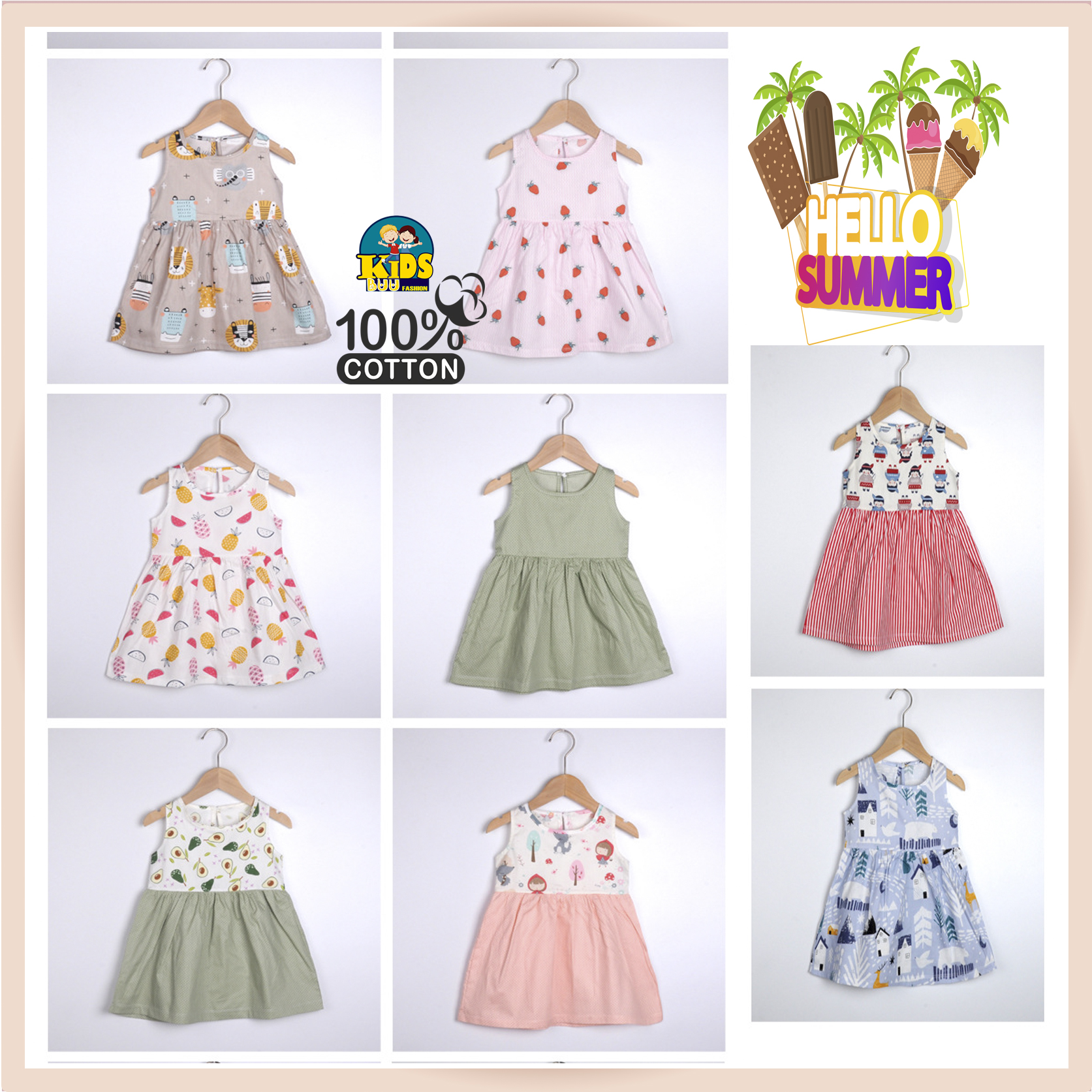 [FREESHIP tặng kẹp tóc]Váy/Đầm bé gái mùa hè 100% cotton cho bé từ 8-35 kg,họa tiết xinh xắn dễ thương cho bé 1-8 tuổi, chất vải lụa lanh cực thoáng mát ,thấm hút mồ hôi, phù hợp cho bé đi chơi, đi tiệc hoặc mặc ở nhà siêu xinh