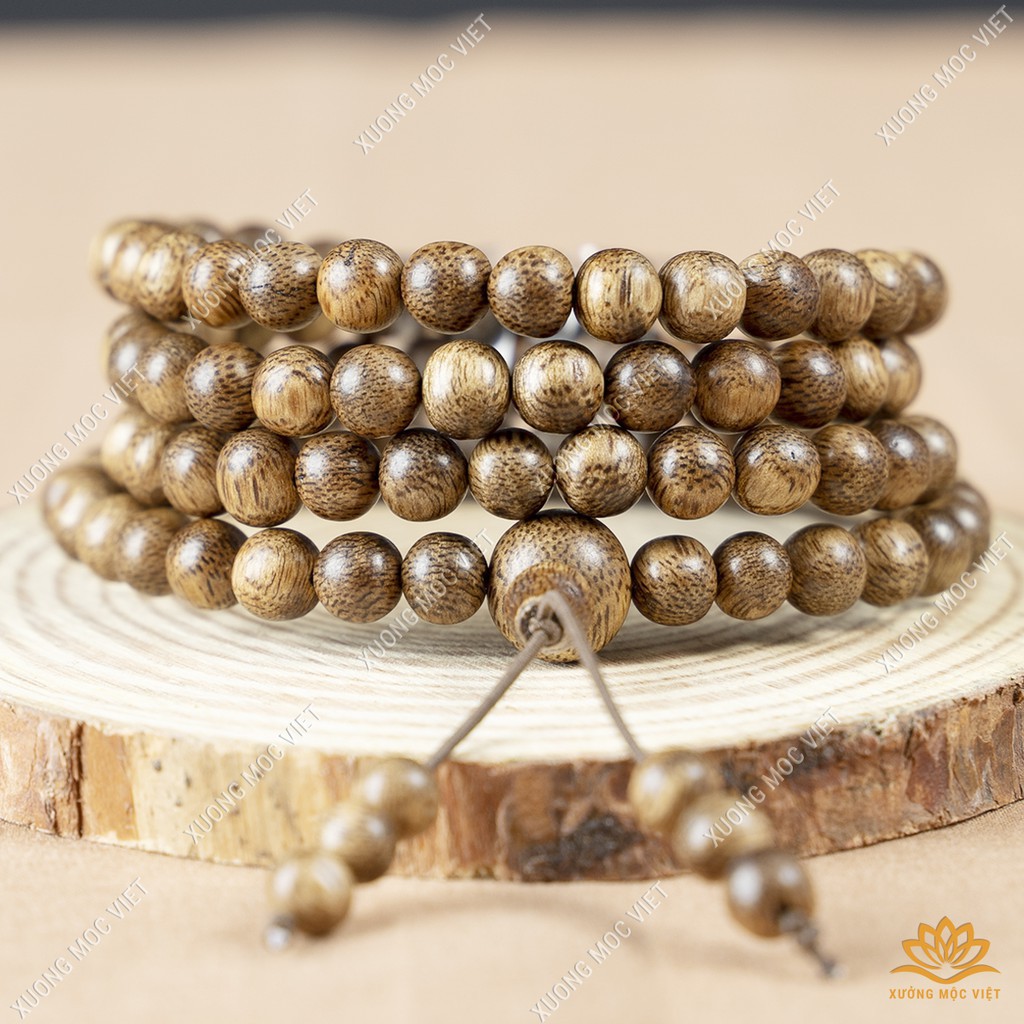 Vòng tay trầm hương, Vòng tay phong thủy - Trầm tốc lào tự nhiên, Chuỗi tràng 108 hạt - Thanhyen099