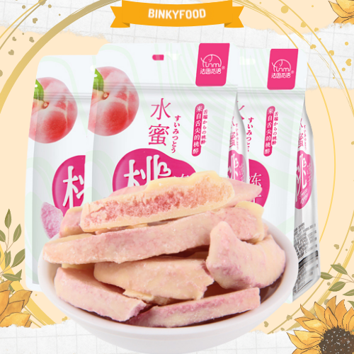 Đào miếng sấy phủ Socola trắng - hoa quả sấy lạnh - Binky Food