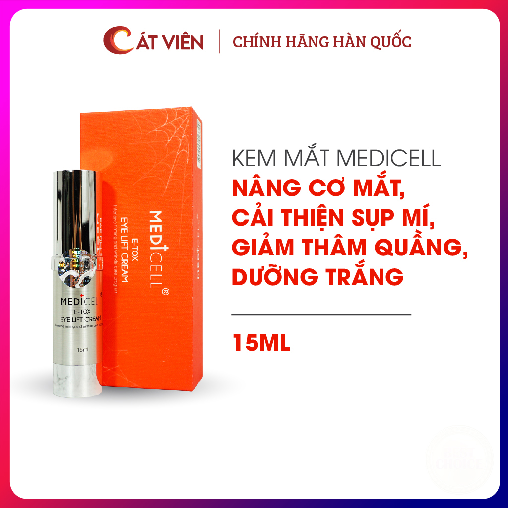 Kem dưỡng mắt tan bọng mắt Medicell, dưỡng ẩm chống lão hóa, xóa nhăn chân chim, loại bỏ thâm quầng mắt hết bọng mắt - Tuýp dạng pump15g