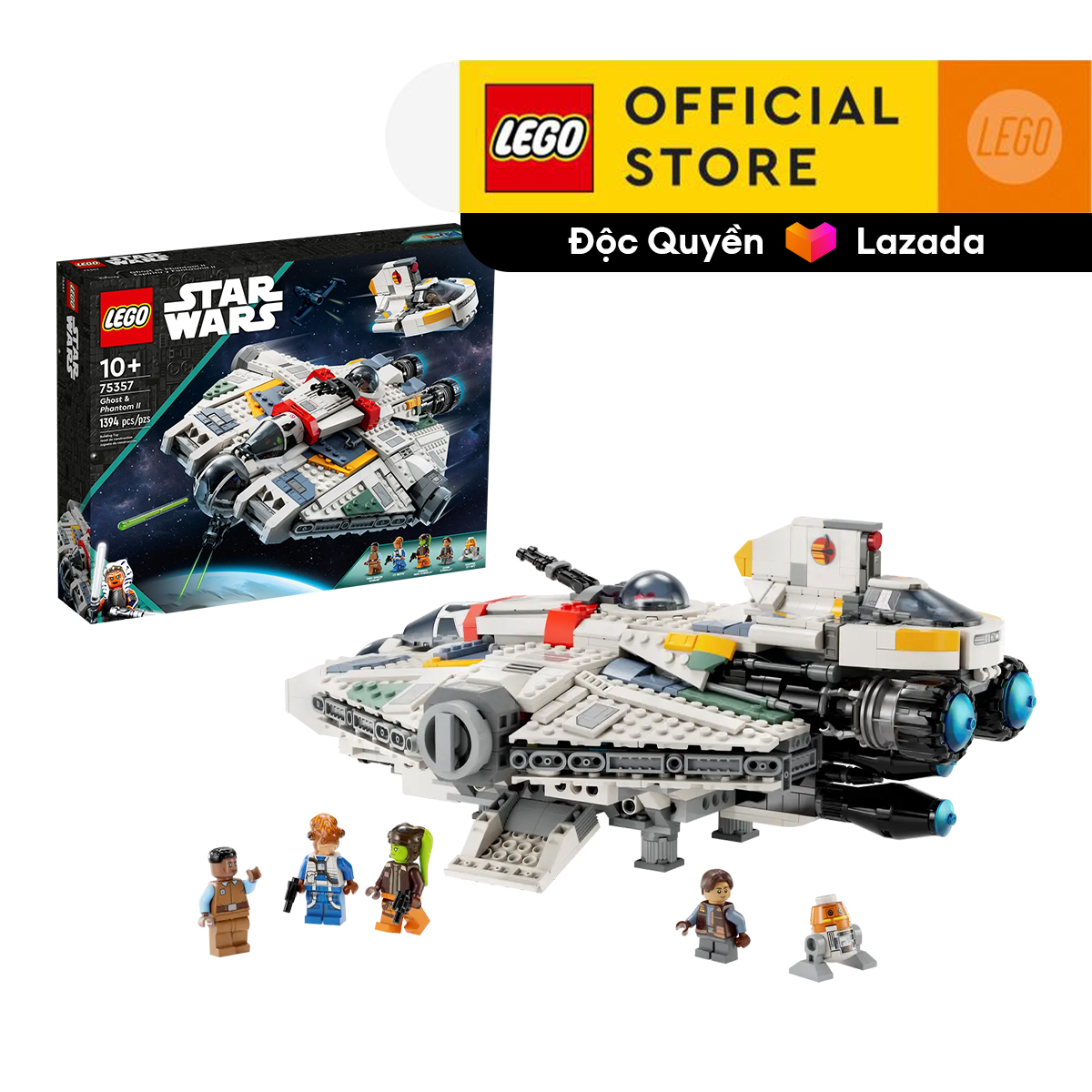 Lego star wars 75357 đồ chơi lắp ráp tàu vũ trụ ghost & phantom ii