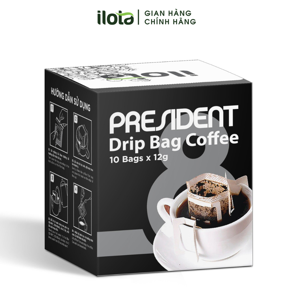 Cà phê phin giấy 100% Arabica đặc sản Specialty coffee nguyên chất rang mộc ILOTA hộp 10 gói x 12gr
