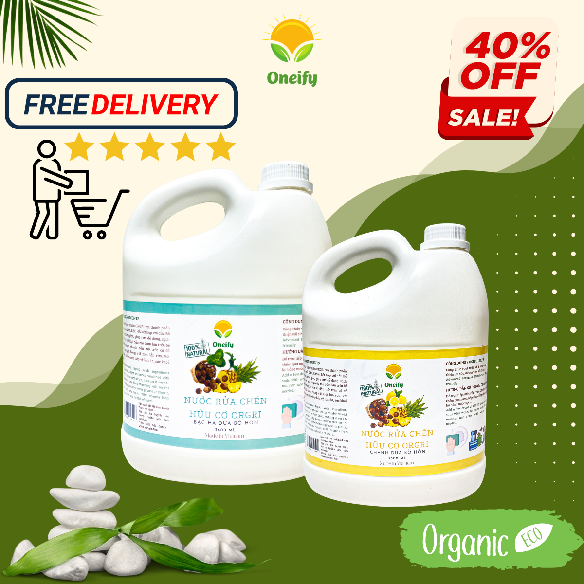 Nước rửa chén siêu sạch 3.6l hương thơm bát dứa bồ hòn hương chanh hương bạc hà thiên nhiên can 3.6l