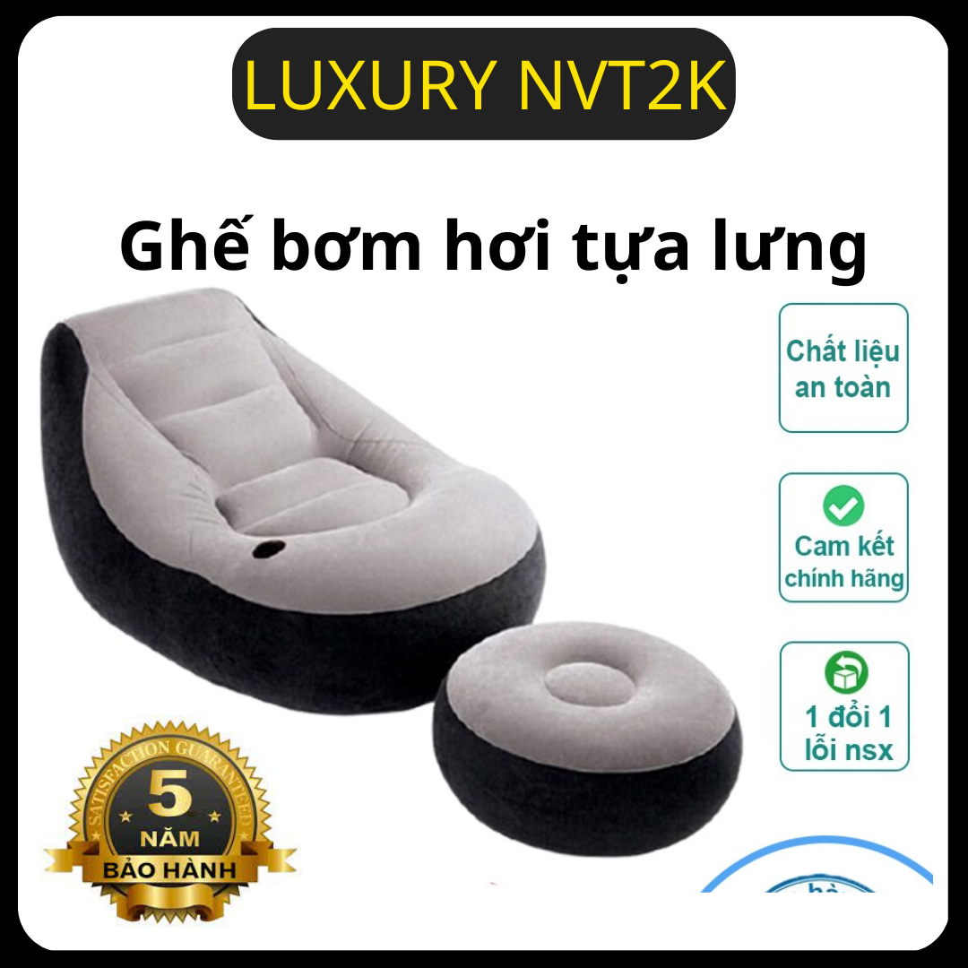Ghế bơm hơi tựa lưng bọc nhung cao cấp , Ghế bơm hơi độ đàn hồi cao, Ghế hơi mang đến sự thoải mái khi sử dụng , ghế hơi mang đến cho bạn nằm thư giãn thỏa mái . nằm đọc sách xem tivi ... TẶNG MÁY BƠM HƠI Bảo Hành 12T