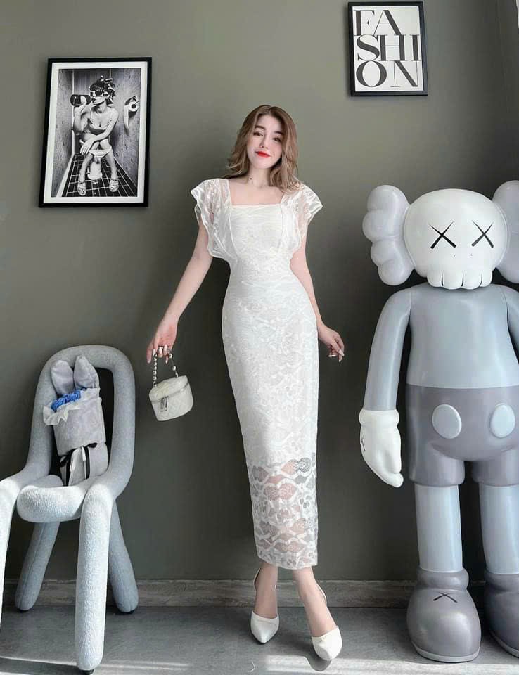Đầm ren thời trang dáng dài ôm body 2 dây cánh tiên xinh xắn, Đầm nữ chất ren ôm body có lót 2 dây dễ thương, Đầm ren 2 dây cánh tiên có lót ôm body đi chơi, dự tiệc sang chảnh DX