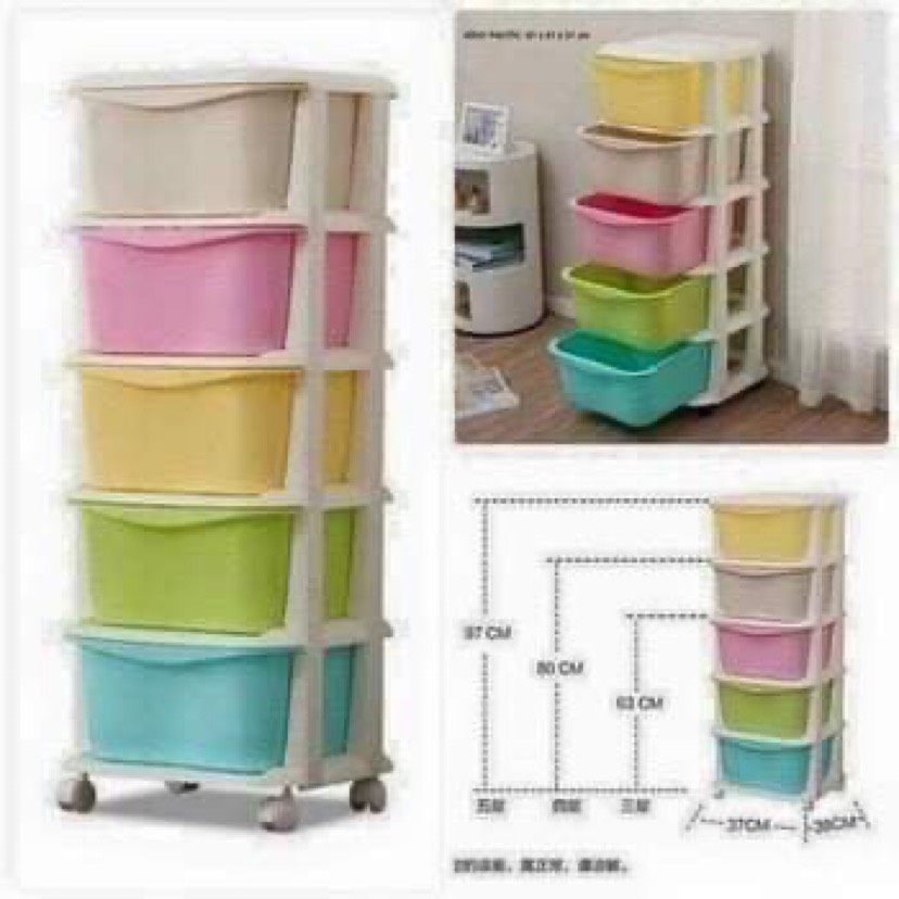 Tủ nhựa ghép Có Bánh Xe Việt Nhật ,Mỗi Ngăn Có Màu Sắc / tủ nhựa kéo 5 tầng đa sắc Sản Phẩm Tiện ích