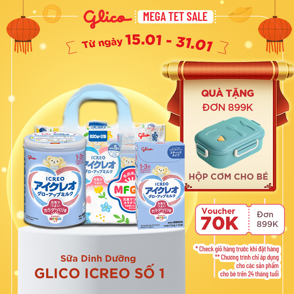 (VC70K-QUÀ XỊN) Sữa Bột Dinh Dưỡng Glico Icreo Grow-Up Milk - Sữa Nhật Được Ưa Chuộng Cung Cấp Dinh Dưỡng Cân Bằng Phát Triển Toàn Diện Cho Bé