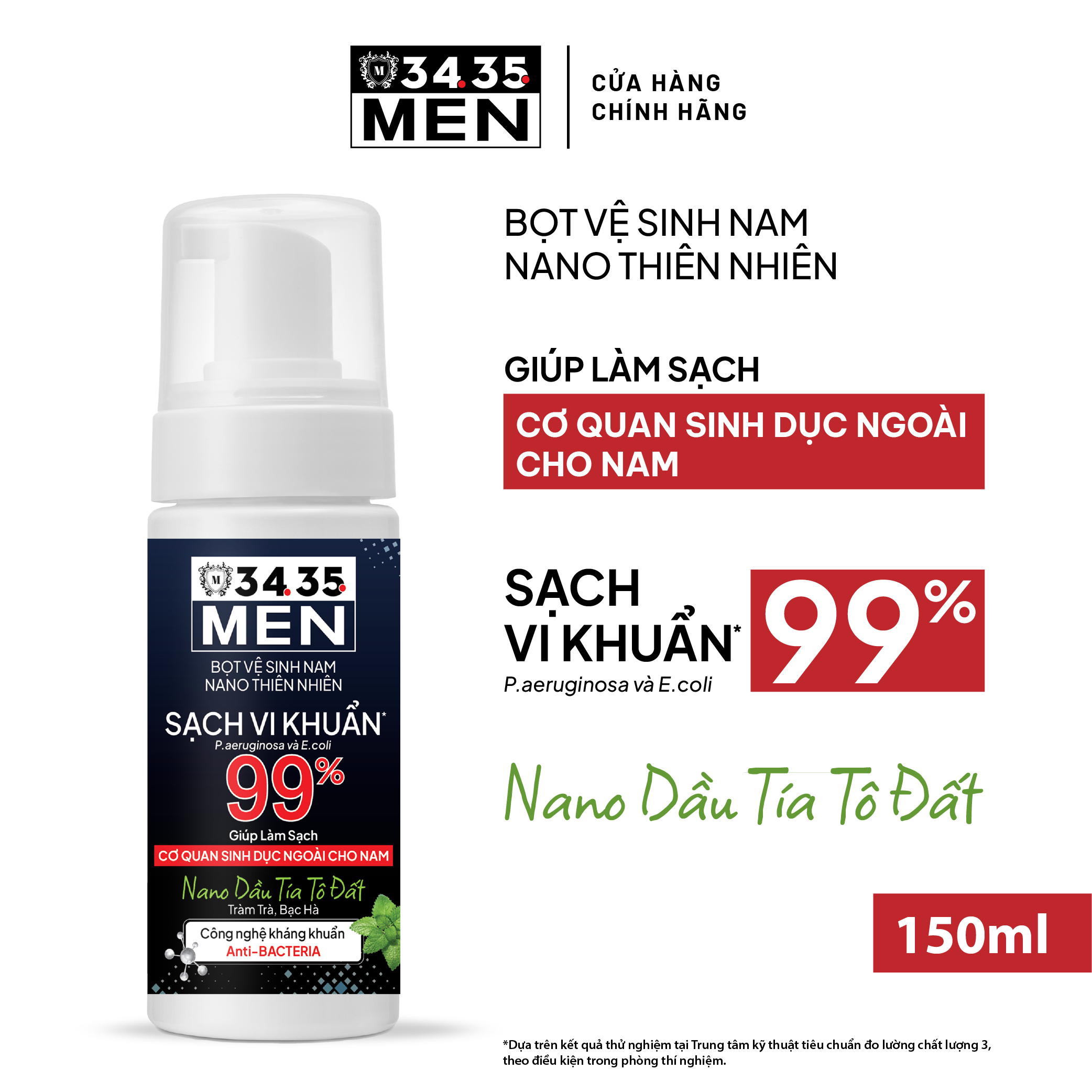 Bọt vệ sinh nam nano thiên nhiên 3435 men - 150ml