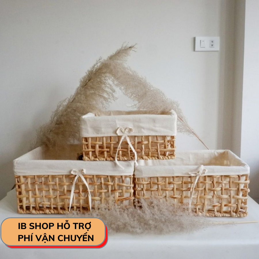 [HÀNG LOẠI 1]Giỏ Lục Bình Green Home Đựng Đồ Đa Năng Đan Kiểu Caro Đẹp - Giỏ Lục Bình Có Vải Lót - Bền Chắc Chắn - Đựng Mỹ Phẩm, Quần Áo, Giày Dép -  Hàng Việt Nam Chất Lượng Cao