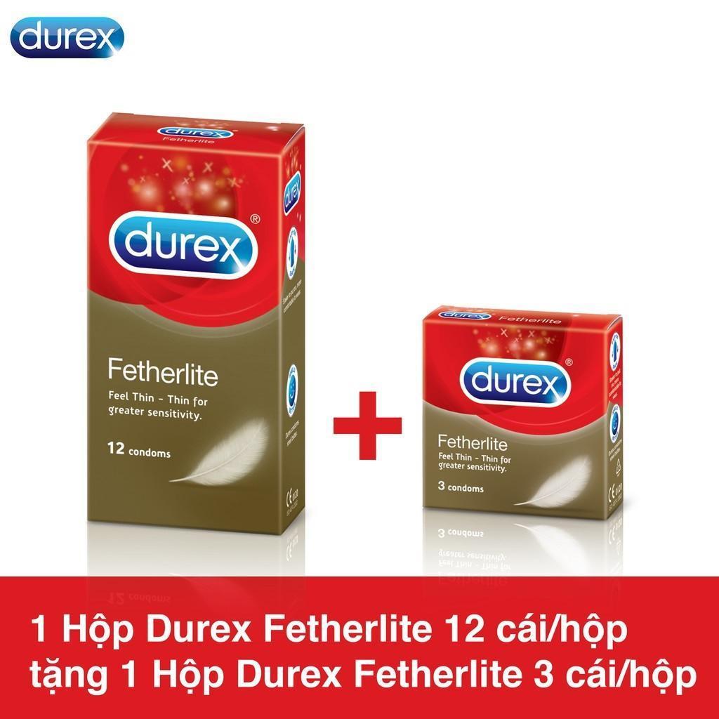 Bao cao su Durex Fetherlite sieu mong 12pcs.Tang 1 hop nho cung loai 3pcs