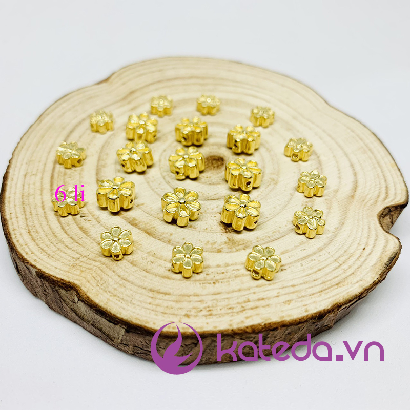 Charm hoa mai bạc s925 mạ vàng 6li/ 8li