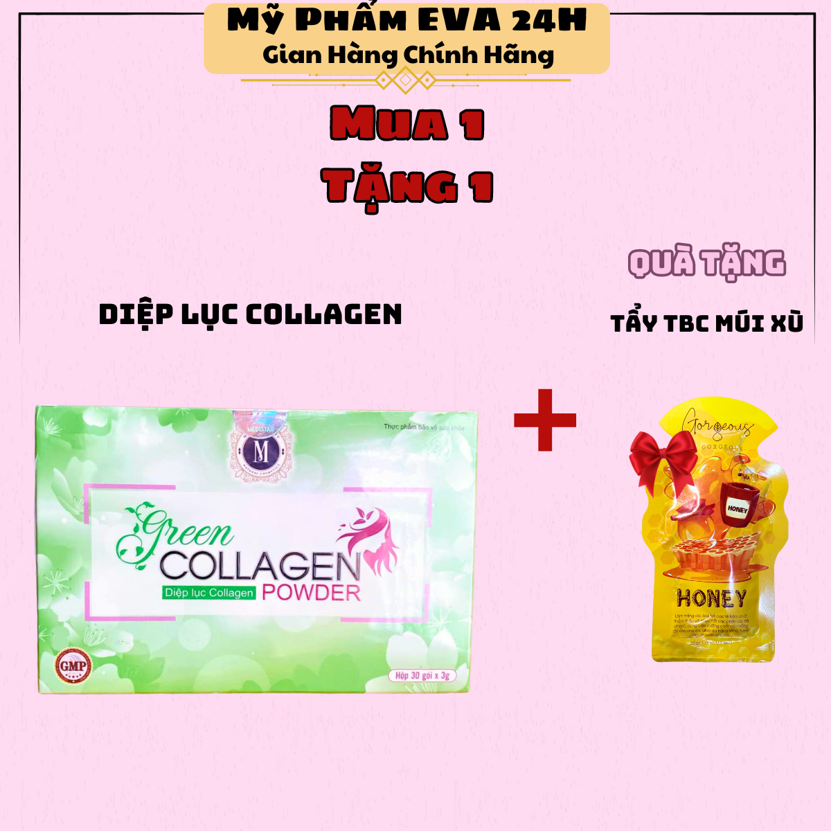 Diệp Lục Collagen GREEN BEAUTY Chính Hãng giúp Đẹp Da Cân Bằng Nội Tiết Tố + tặng tẩy TBC Múi Xù