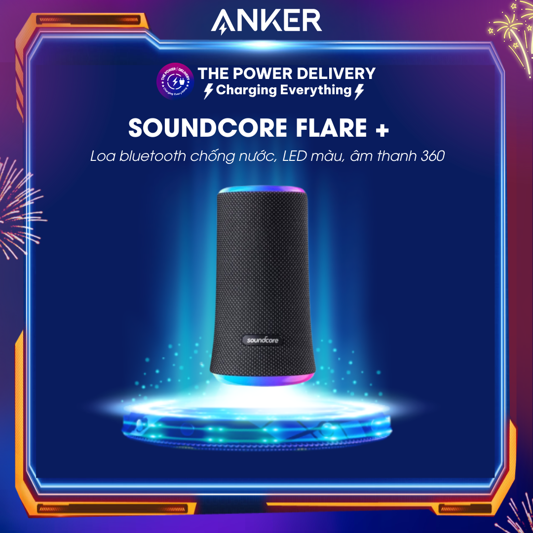 Loa bluetooth soundcore flare 2 20w - a3165 - chống nước led màu âm thanh 360 - bảo hành 12 tháng