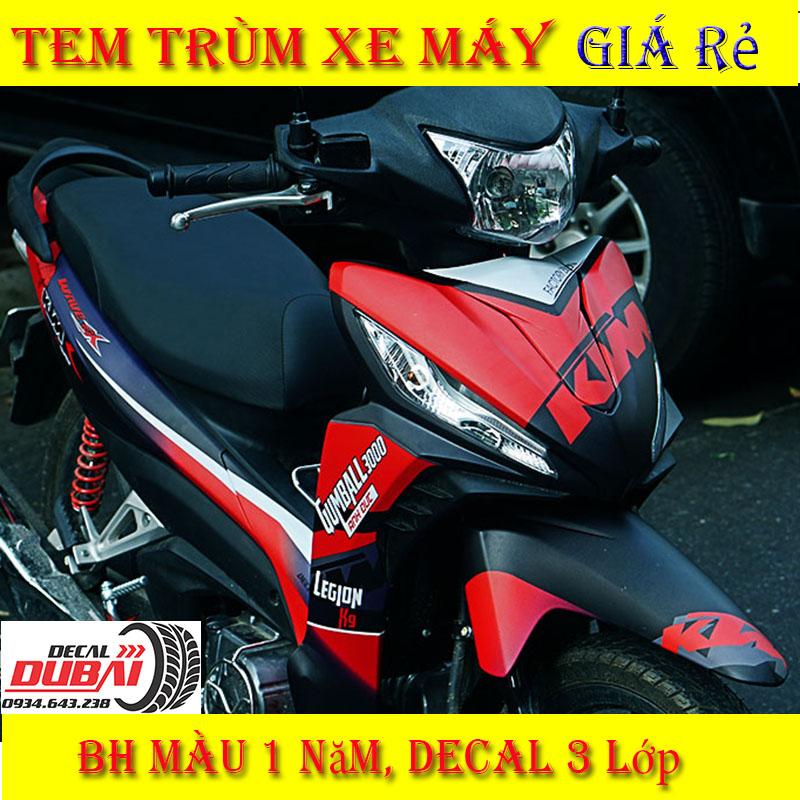 Tem Xe Wave RSX Đen Đỏ Nhám KTM