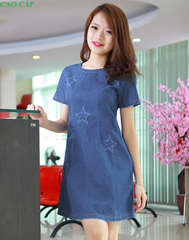 CAO CẤP Đầm Jean Nữ Wash Ngôi Sao V3840