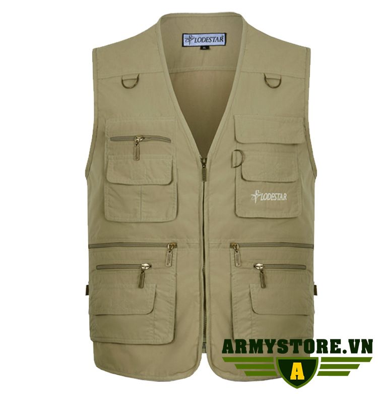 [HCM]Áo gile nam phong cách lính ARM-966 (Kaki)