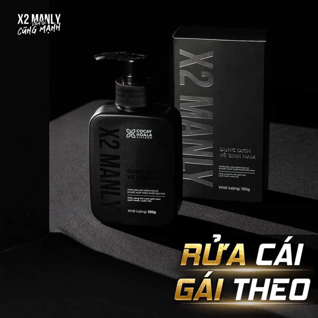Dung Dịch Vệ Sinh Nam X2 Manly - Làm sạch tức thì Lưu hương 24h dung tích 150g CocayhoalaDung Dịch Vệ Sinh Nam X2 Manly