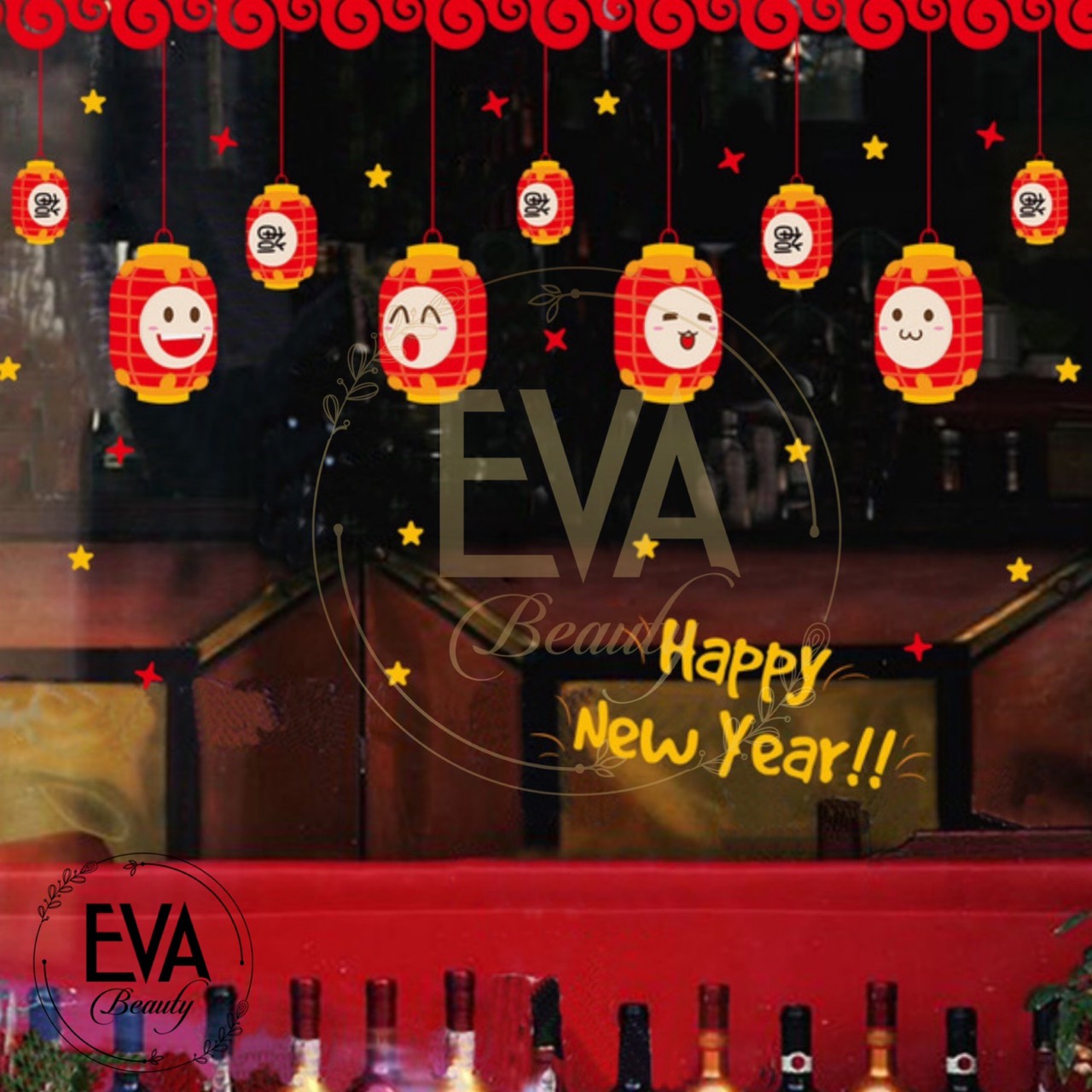 [HCM]Decal Dán Tường Dán Kính Trang Trí Tết Họa Tiết Đèn Lồng Icon Vui Tươi Đón Tết XL716 M3140