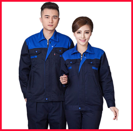 Quần áo bảo hộ lao động SHUNI05QA kaki loại dày khóa kéo (than phối xanh)