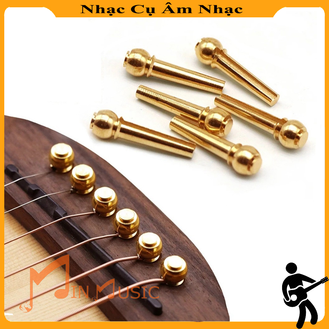 Bộ 6 Chốt Ghim Giữ Dây Đàn Guitar Đồng Thau