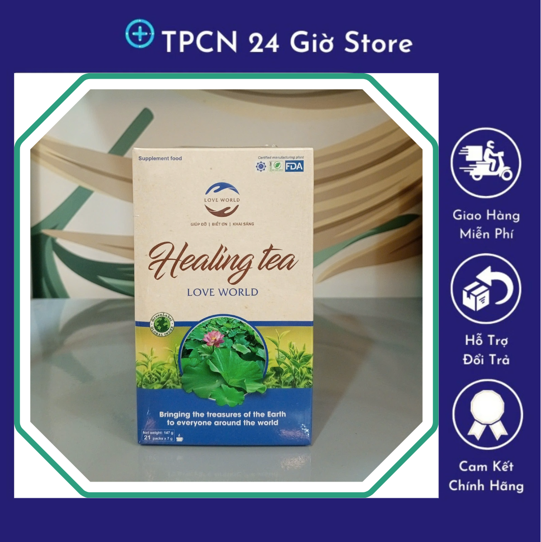 3 Hộp Bột uống hòa tan Healing Tea Love World Hương Vị trà thảo mộc ( Hộp 21 gói )