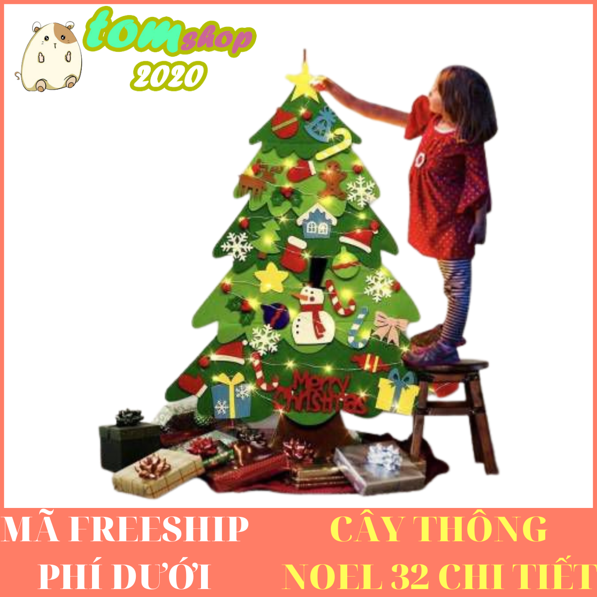 Cây thông noel vải nỉ treo trang trí Giáng sinh 32 Chi Tiết