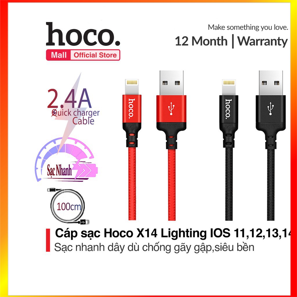 Cáp sạc lightning hoco x14 sạc nhanh 2.1a cho iphone/ipad dài 1m/2m - mrphukien