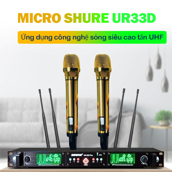 CHÍNH HÃNG MỸ BÃI | Micro Không Dây Shure UR33D [ Phiên Bản Cao Cấp Mới Nhất ] - Mic Karaoke Gia Đình, Sân Khấu , Chống Hú Cực Tốt - Âm Thanh Hay – Tự Động Dò Sóng Sạch - 4 Ăngteng Thu Sóng Khoẻ, Chất Âm Trong Trẻo Dày Dặn