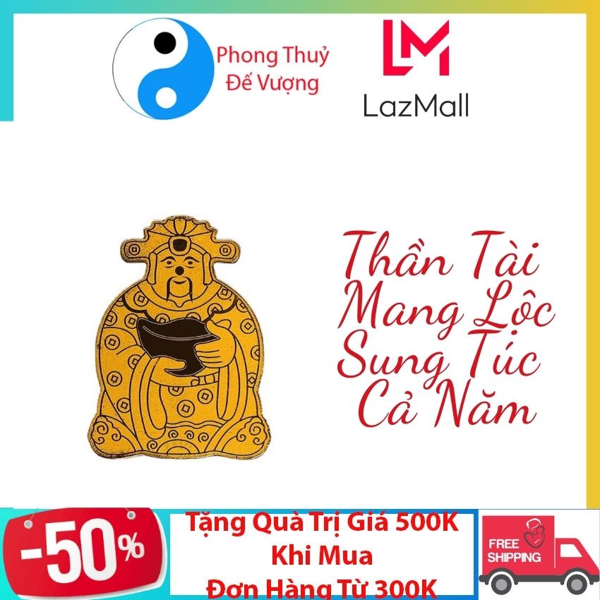 Miếng dán thần tài mang tài lộc tới - thần tài may mắn giúp may mắn tiền bạc mang tài lộc thịnh vượng sự nghiệp thăng tiến - phong thủy đế vượng