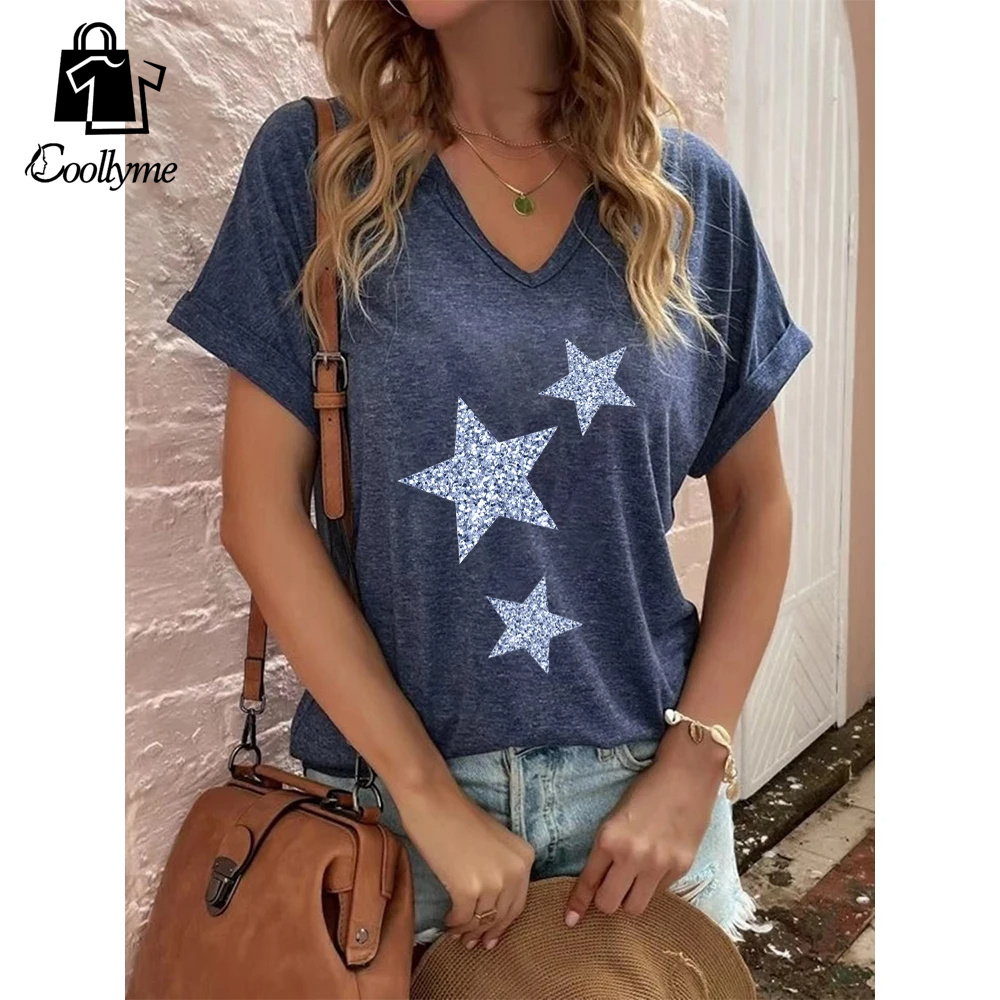 Cổ chữ V T Áo Sơ Mi Cho Phụ Nữ áo tay ngắn thời trang Thời Trang Phố Harajuku Phụ Nữ Quần Áo Y2K Sexy Womens T-Shirt Giản Dị áo thun màu