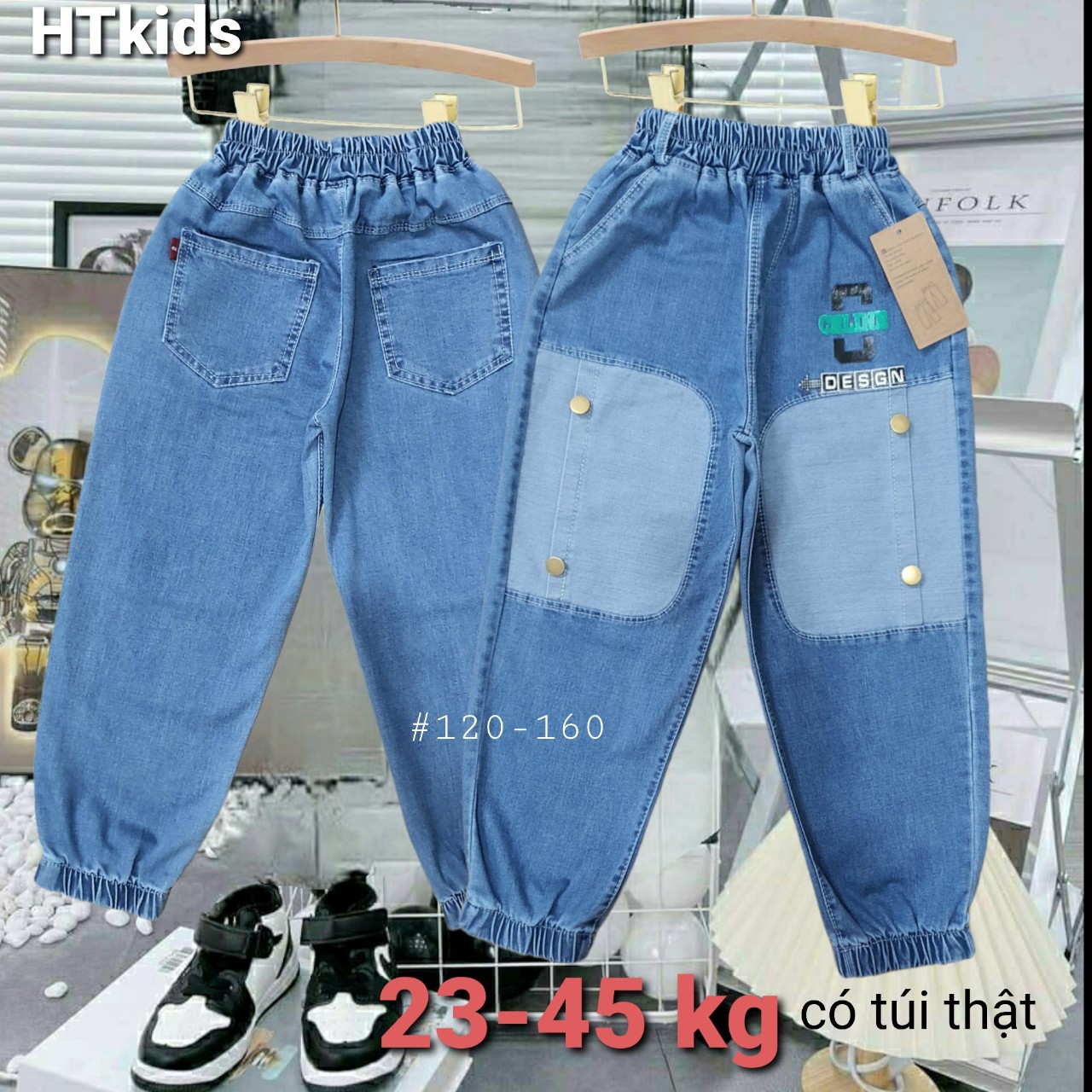 Quần jeans dài bé trai sz 30-37kg /Quần jeans dài chất mềm co giãn