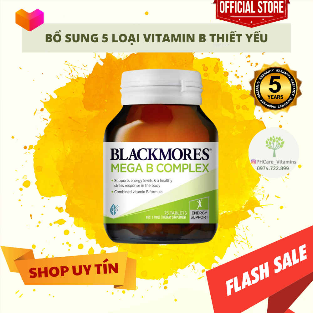 Viên uống bổ sung vitamin B Blackmores Mega B Complex 75 viên