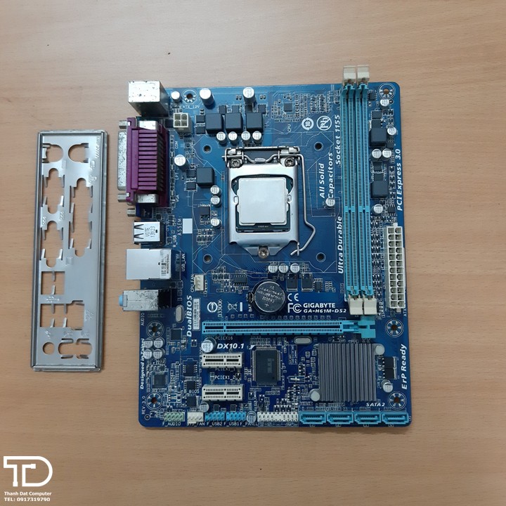 Bo mạch chủ - mainboard pc gigabyte ga-h61m-ds2 socket 1155 rev 5.0; 3.0; 2.1; 2.0 vv chính hãng, giá rẻ, kèm: chặn , keo tản nhiệt cpu, còi, dây sata
