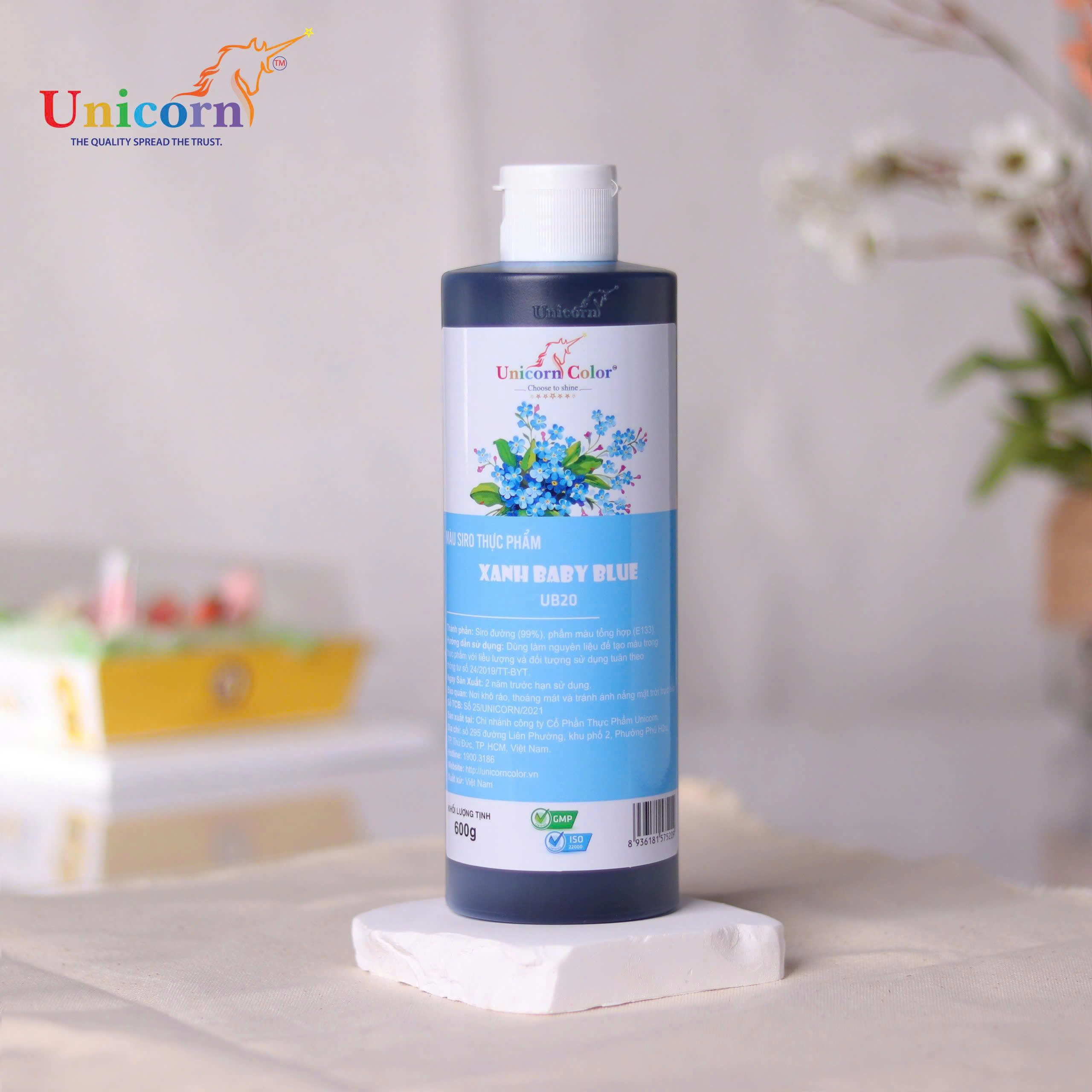 [Chai 600g] Màu Siro Thực Phẩm Unicorn - Xanh Baby Blue