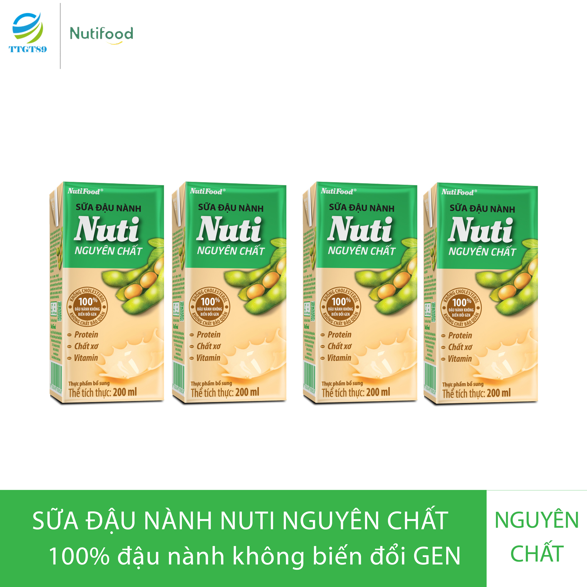 [GIỮ DÁNG ĐẸP DA] Lốc 04 Hộp Sữa Đậu Nành Nguyên Chất Nutifood dung tích 200ml/hộp - TT CIRINO