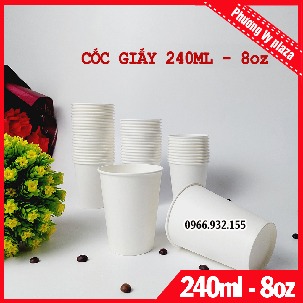50 chiếc cốc giấy 240ml - 8oz ly giấy cafe NHẬP KHẨU HÀN QUỐC