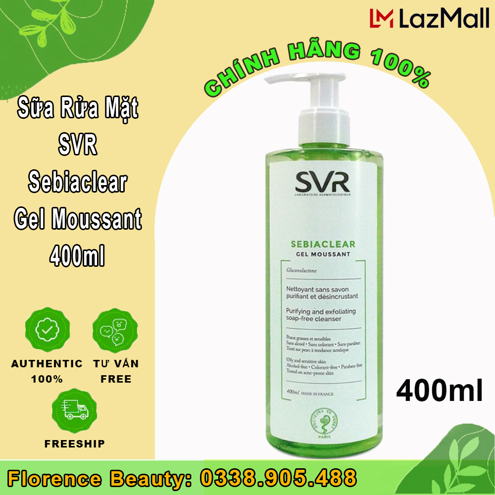Sữa rửa mặt cho da dầu mụn, nhạy cảm svr sebiaclear, 400ml