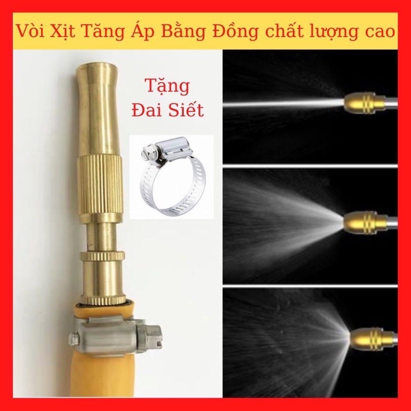 Đầu vòi xịt tăng áp mini phun nước rửa xe, tưới cây tăng áp đa năng- Tặng Kèm Đai Siết