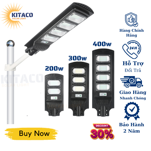 Đèn đường năng lượng mặt trời liền thể cảm biến di chuyển 200w,300w,400w Công nghệ hiện đại