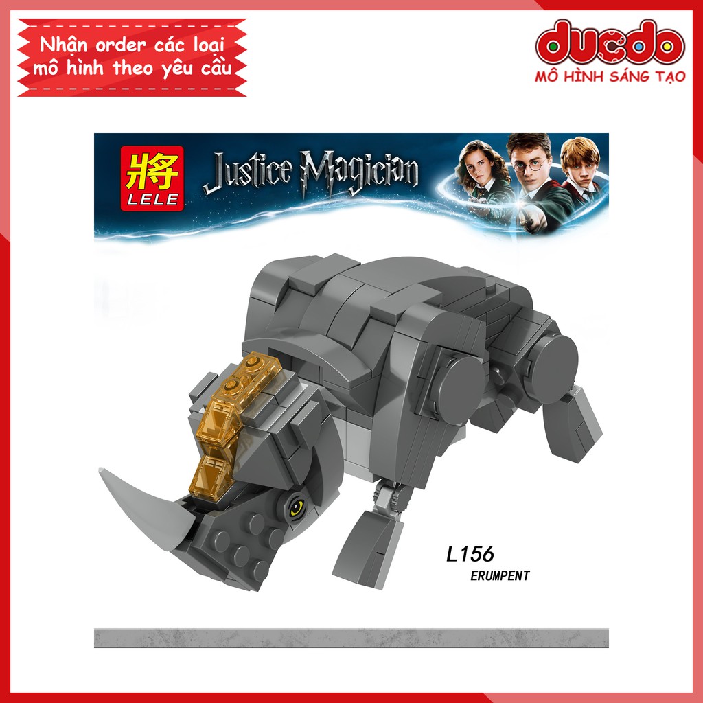 (Có ảnh hướng dẫn lắp) Minifigures tê giác Erumpent Harry Pot.ter - Đồ chơi Lắp ghép Xếp hình Mini Mô hình LeLe L156
