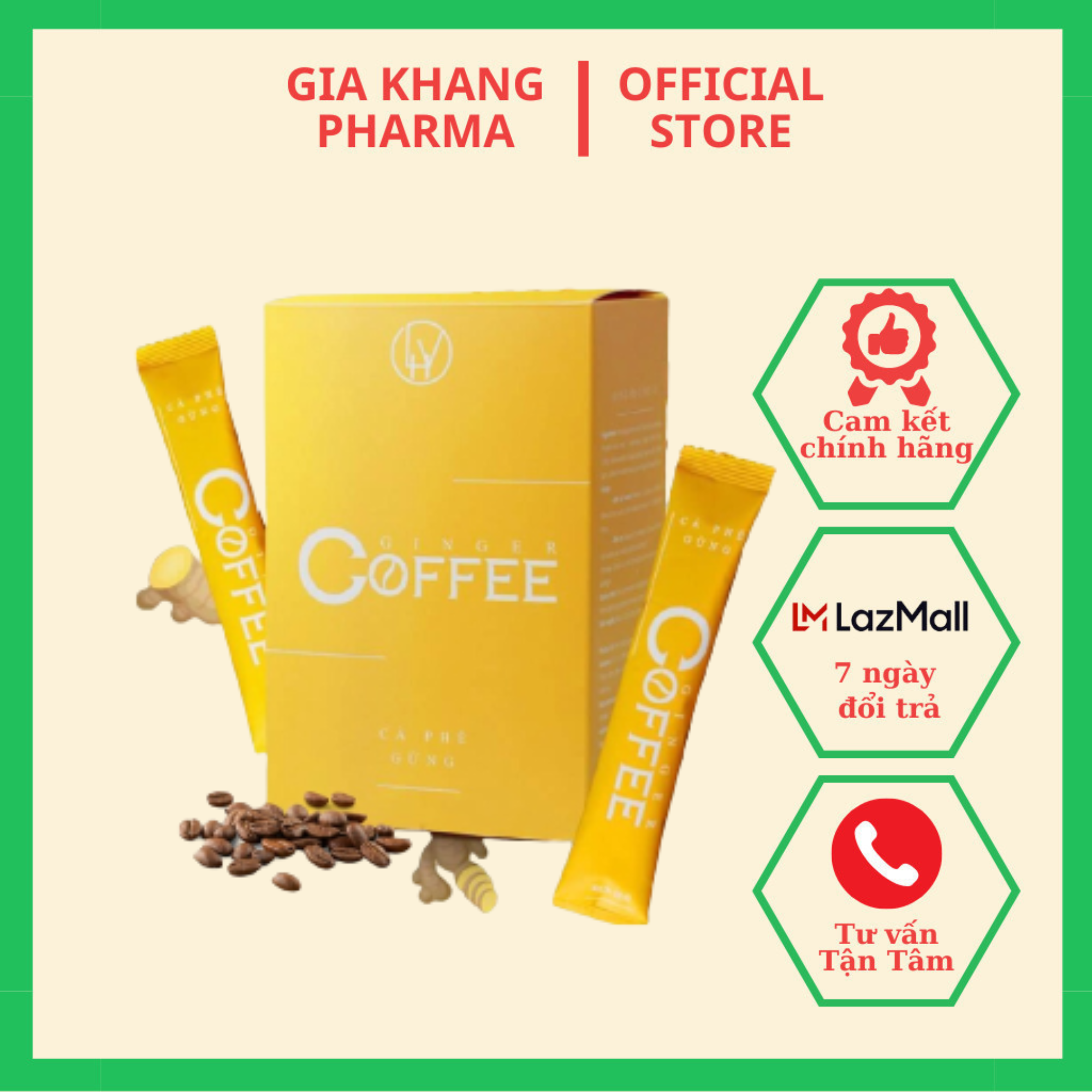 Cà phê gừng giảm cân Ginger Coffee hộp 20 gói