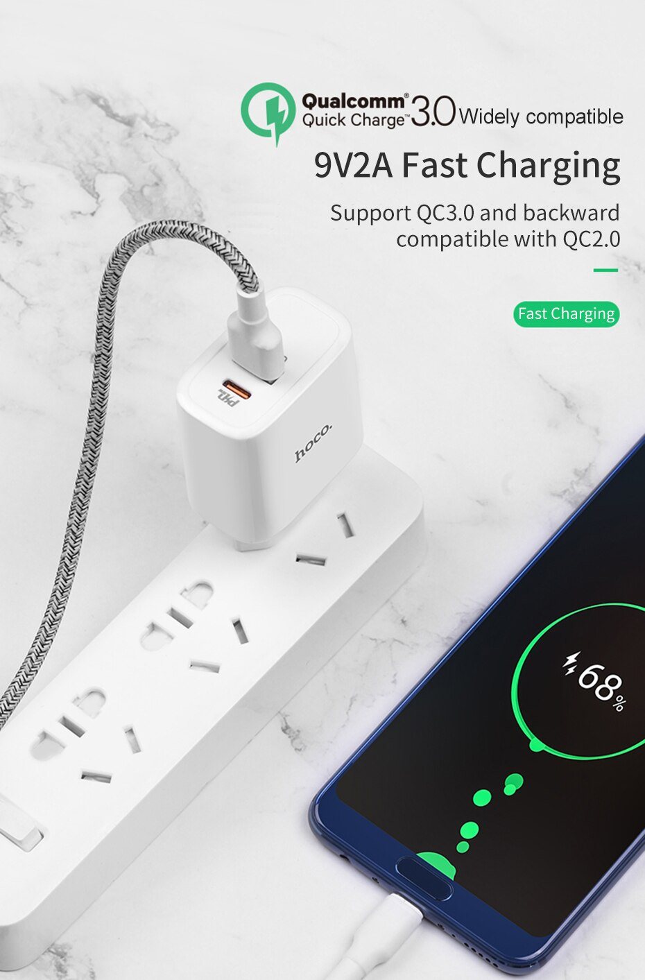 Sạc hoco c57/c57a 2 cổng sạc nhanh pd 3.0 và qc 3.0 18w sạc cho iphone samsung xiaomi huawei oppo các dòng điện thoại cao cấp
