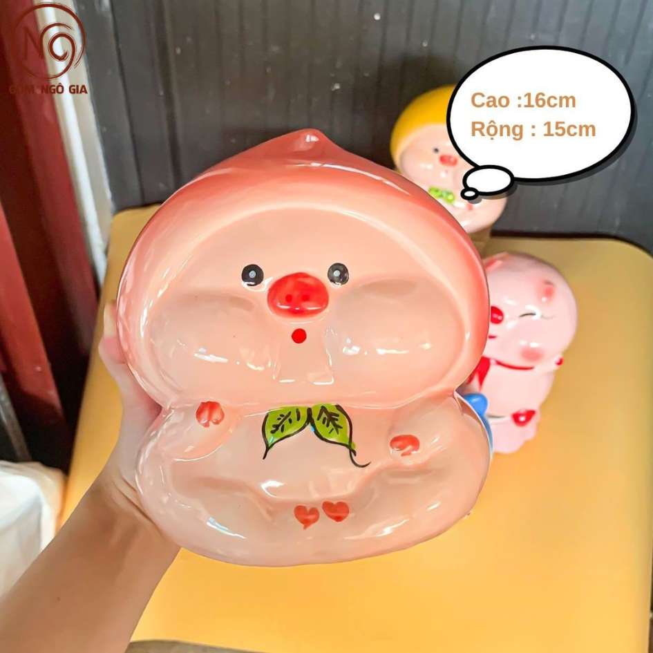 Lợn tiết kiệm Bát Tràng🐷Heo sứ-Lợn Đất-Ống đựng tiền Decor, Gốm sứ Bát Tràng phủ men, Gốm Ngô Gia