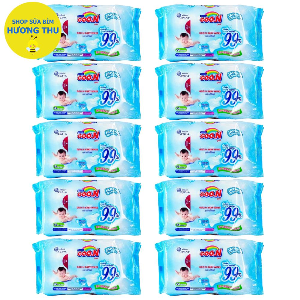 Combo 10 Gói Khăn Giấy Ướt Goon 55 miếng không mùi