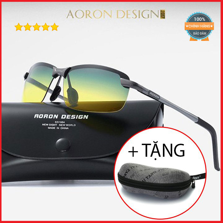 Kính phân cực đi ngày và đêm AORON, mắt kính polarized gọng nhôm magiê nhẹ