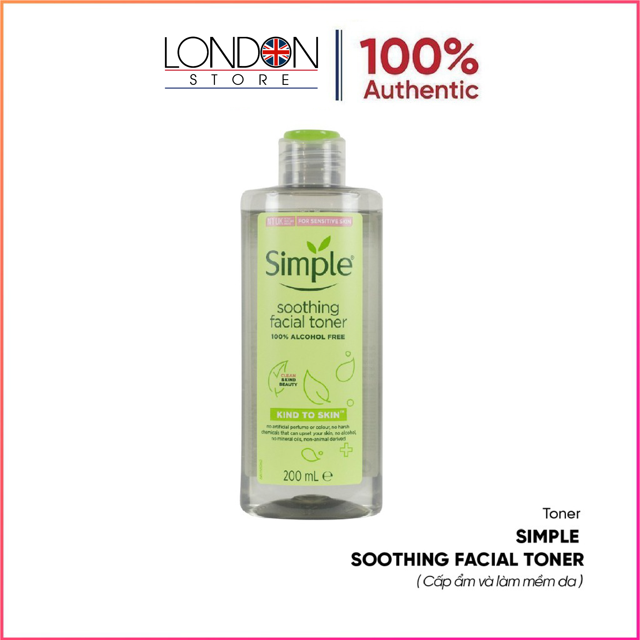 Nước hoa hồng Toner Simple Kind To Skin Soothing Facial Toner 200ml