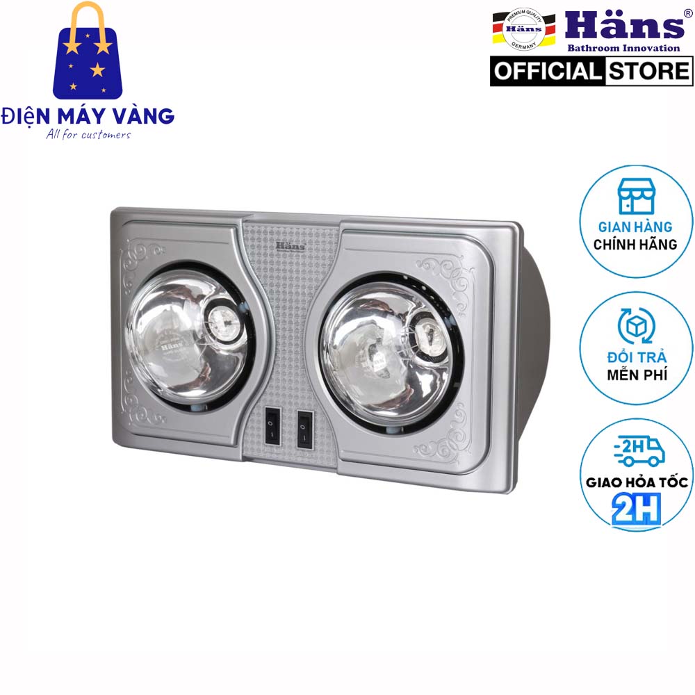 Đèn sưởi nhà tắm 2 bóng trắng Hans H2B