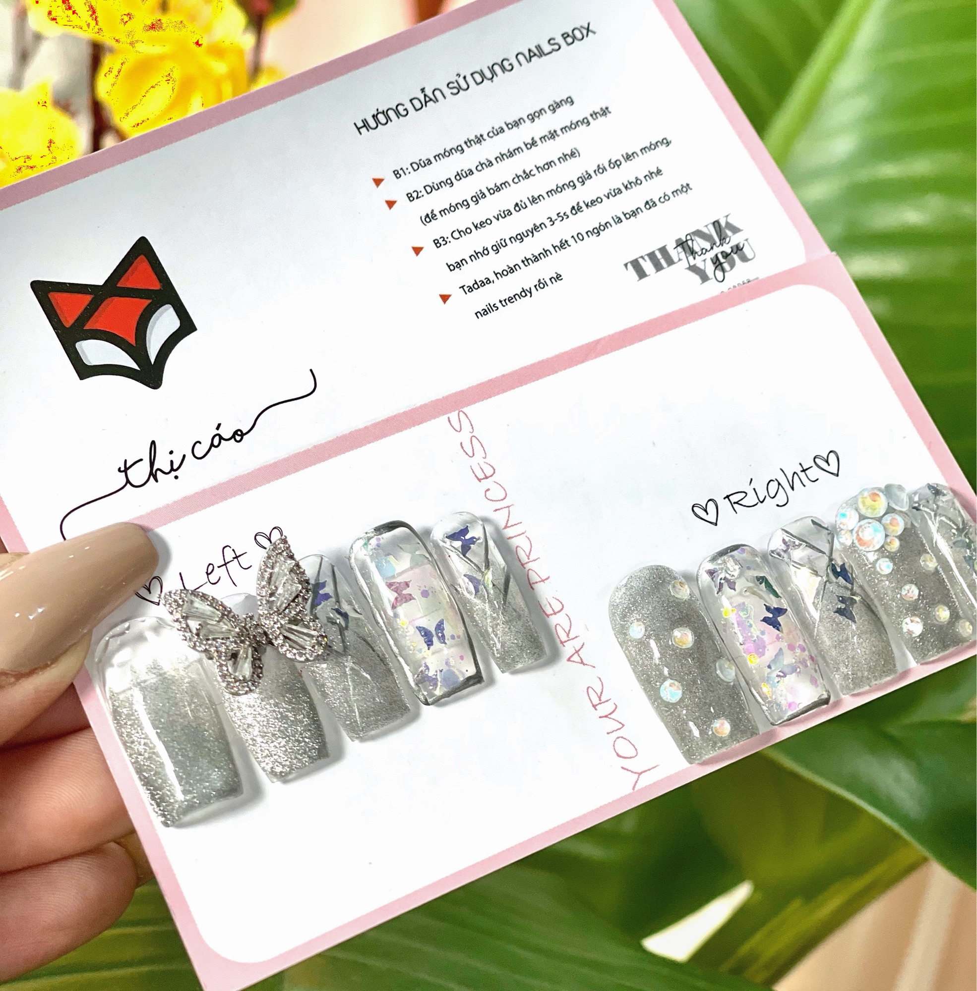 Móng úp bạc mắt mèo lấp lánh